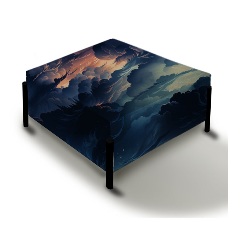 Noir Skies Moody Patterns - Grand repose-pieds carré abstrait