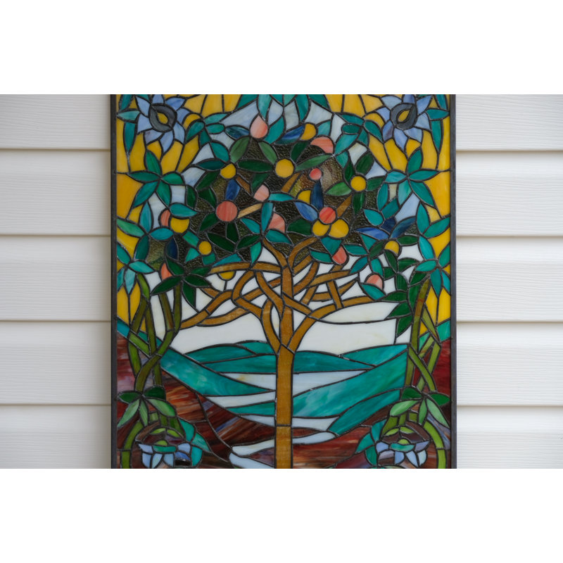 Large Handcrafted Stained Glass Window Panel Tree of Life