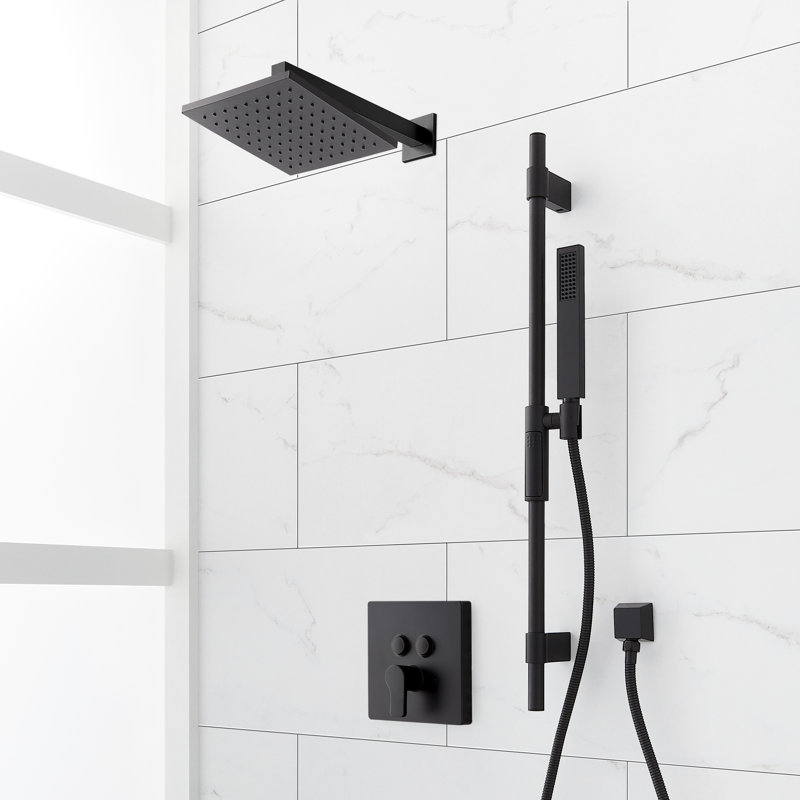 Système de douche Hibiscus Simple Select avec barre coulissante et douche à main, Noir mat