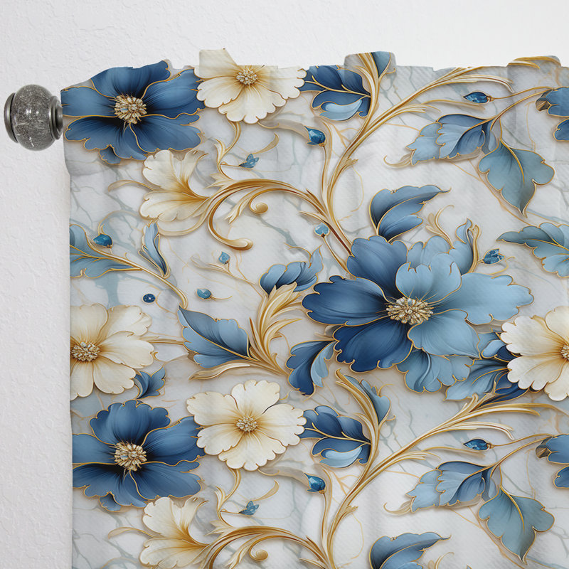 Vintage Charm Marble Pattern I - Glam Velvet Curtain - Room Darkening - 1 Panel, 52" W x 120" L