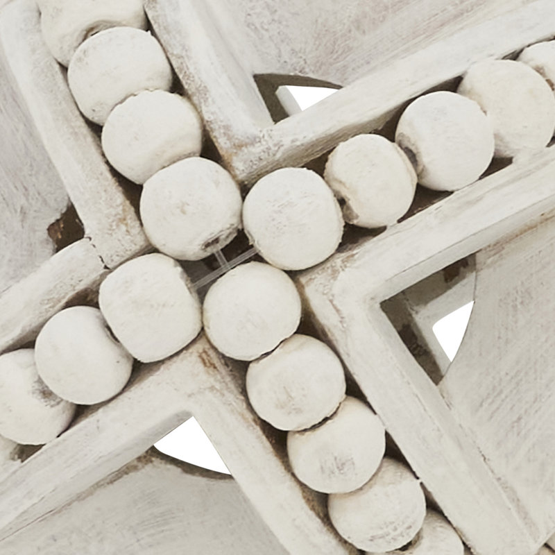 Orbe perlé texturé en bois, H 4 po x l 4 po x P 4 po, Blanc