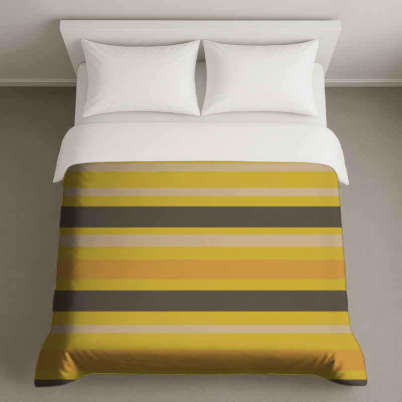 Housses de couette à rayures jaunes et brunes, Lit simple