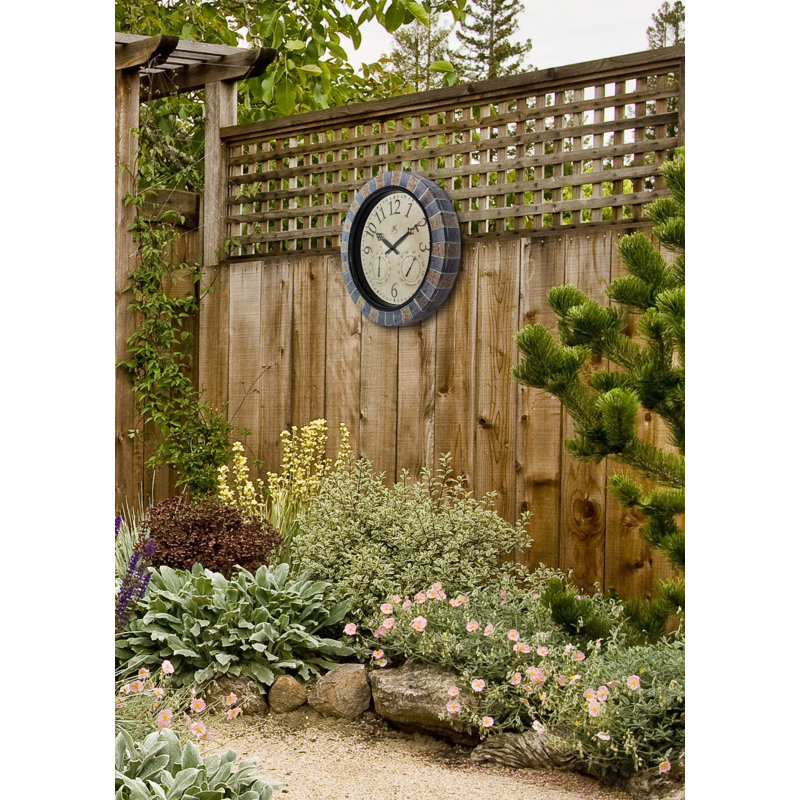 Horloge murale d'extérieur ronde en plastique 18 pouces - multicolore