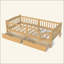 Lit plateforme avec garde-corps pleine longueur, lit plateforme pour enfants avec tiroirs de rangement, tête de lit enfantine et mignonne-2006796023-2006796018