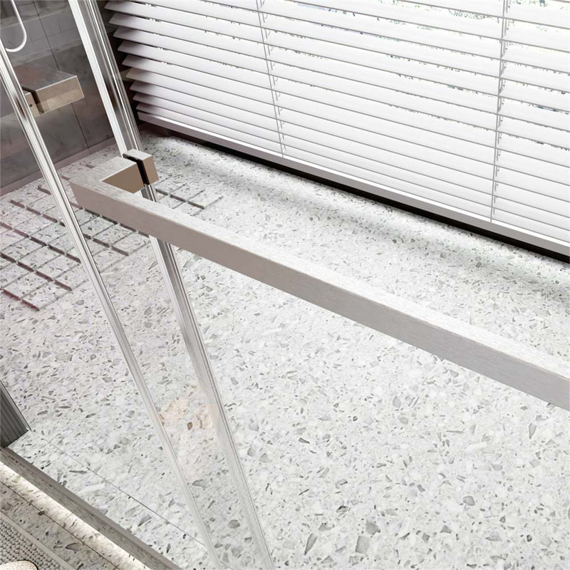 60'' Frameless Double Sliding Shower Door with Brushed Nickel Finish