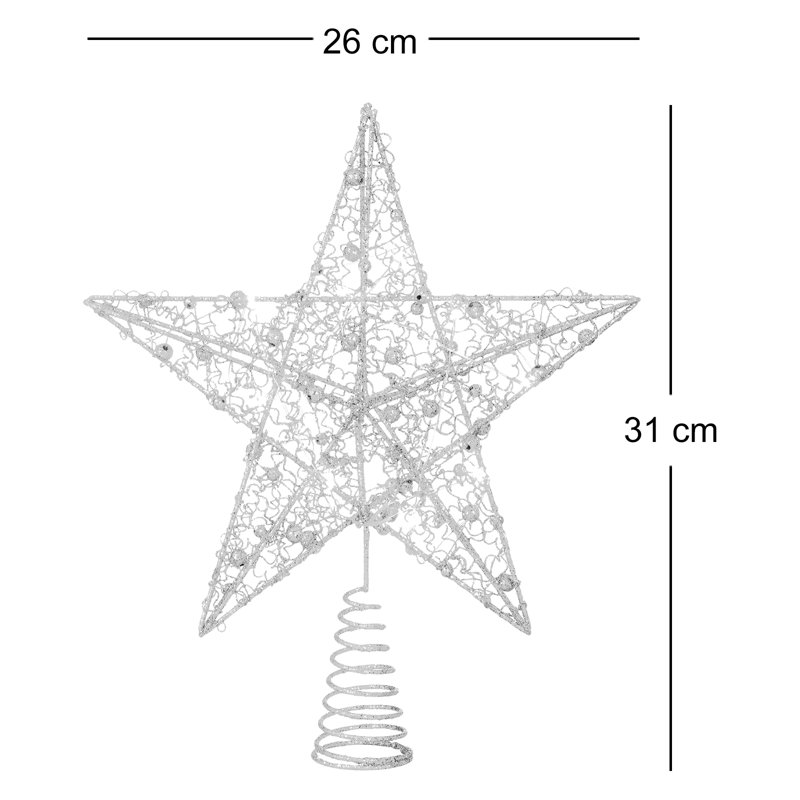 31cm Metal Astrology & Stars Lighted Tree Topper, Gold