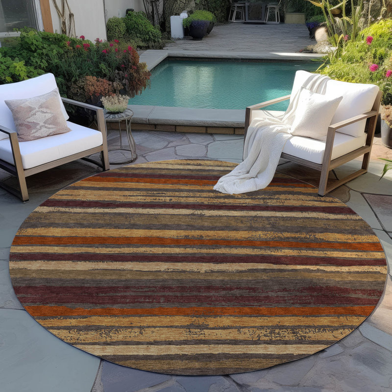 Sylira Chocolate Washable Indoor-Outdoor Rug - , 8' x 8'