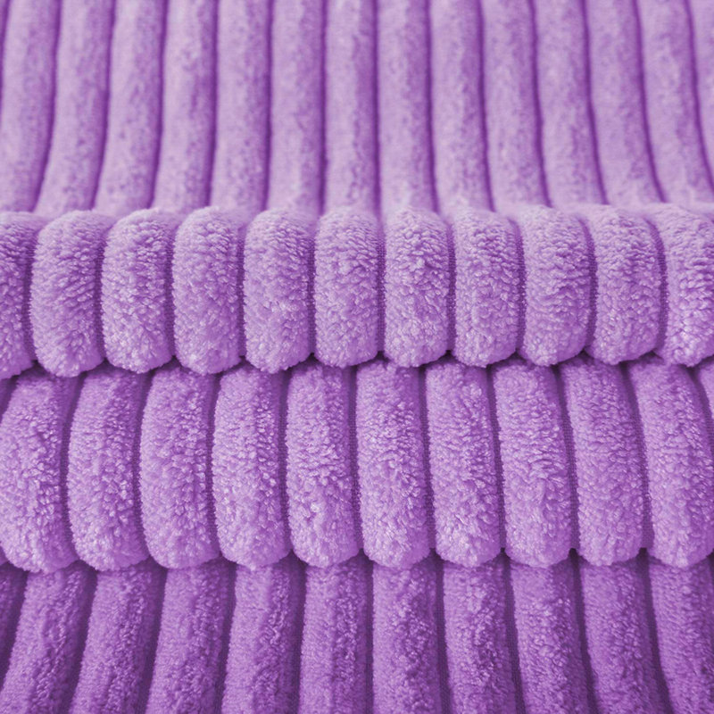 Striped Corduroy Throw Pillow, Solid Color Textured Decorative Pillow, Polyester, Violet, Square 20"