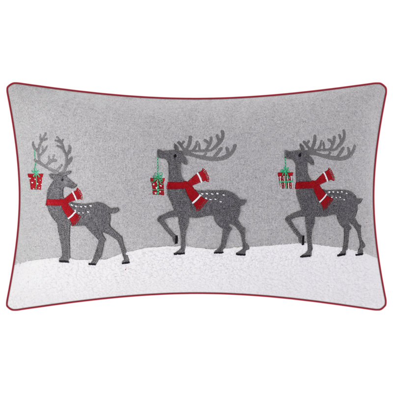 Christmas Reindeer Decorative Throw Pillow Cover 12 x 20 inches