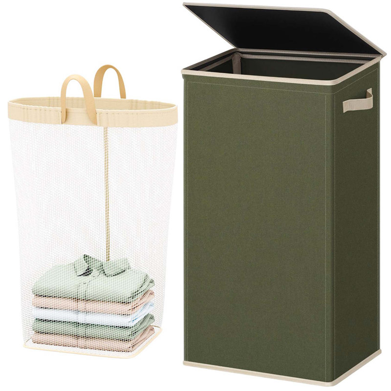 Bhargava Fabric Laundry Hamper with Handles, Green