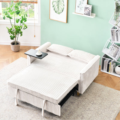 Double velours côtelé beige avec table mobile et connexion, convenant à différentes fentes de bureau pour améliorer votre espace de vie