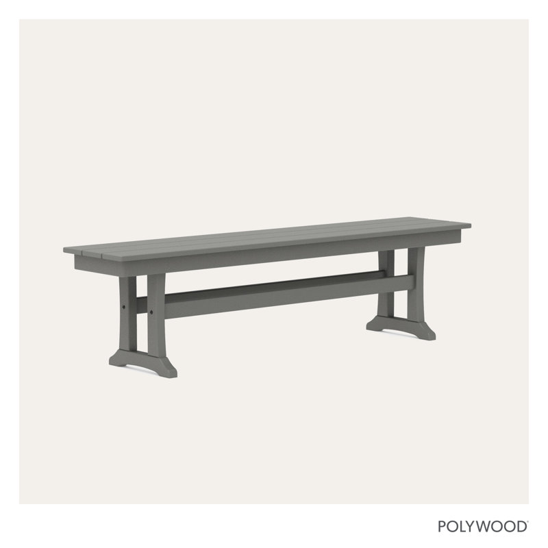 Farmhouse Trestle 65" Bench, Slate Gray