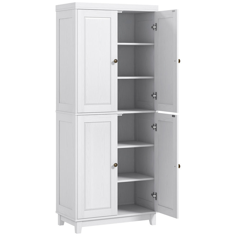 Armoire de rangement de 72,5 po de hauteur, garde-manger autoportant avec 4 portes à fermeture en douceur et tablettes réglables pour la salle à manger