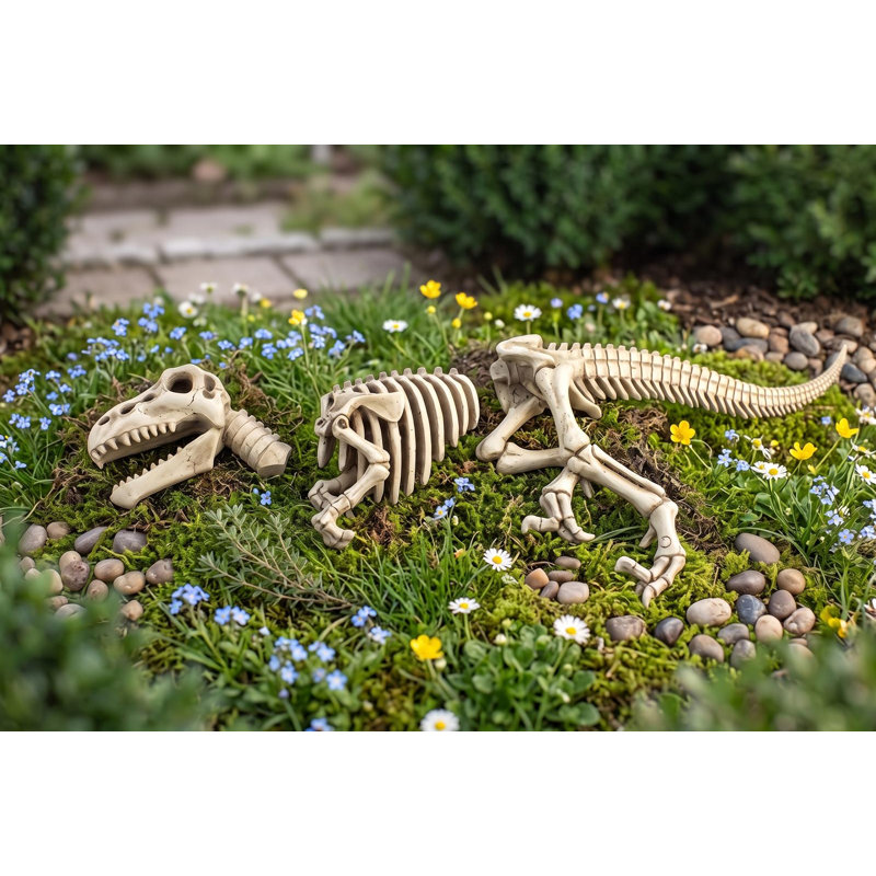 Statue de jardin squelette vélociraptor