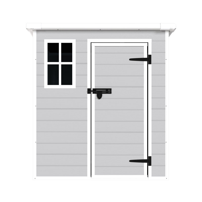 Remise de rangement extérieure 6 x 6 pi, résine imperméable, avec portes verrouillables, évents pour l'utilisation de la pelouse en polypropylène pi, évents, plancher de jardin, cour arrière