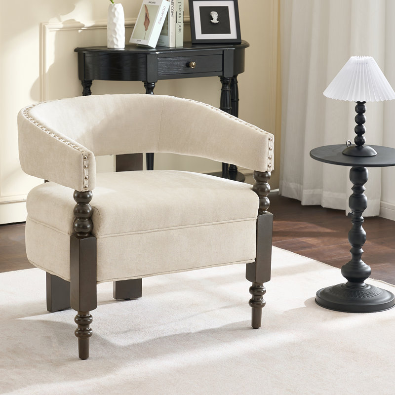 Barrel Upholstered Armchair, Beige