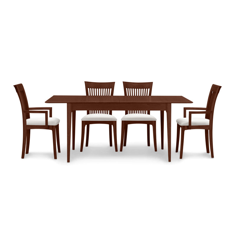 Sarah 4 - Person Solid Wood Top Four Leg Dining Set, Cognac Cherry, 30" H x 48" W x 36" D, White Leather