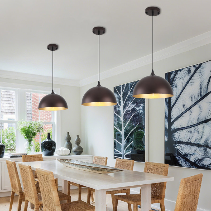  2- light 11.8inches Modern Brown Dome Single Pendant Light For Kitchen,Restaurant Room Aisle, Brown