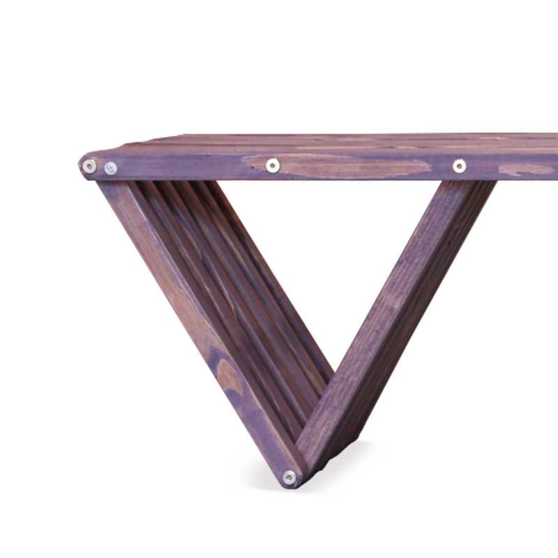 Purple Berry White Oak Backless Garden Bench with Triangular Legs