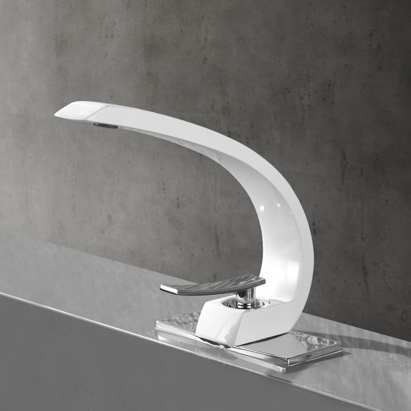 Robinet de lavabo de salle de bain monocorps moderne à poignée simple en laiton massif blanc / poli et sans plomb