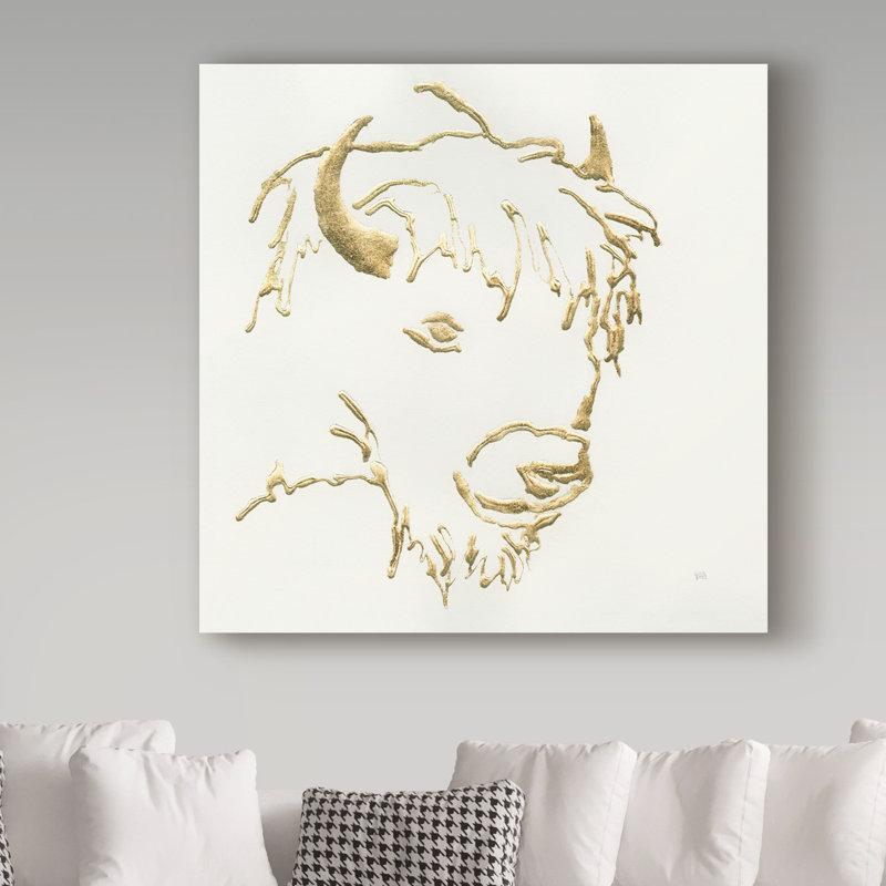 « gilded buffalo », reproduction de peinture à l’acrylique sur toile tendue, H 35 po x l 35 po x P 2 po