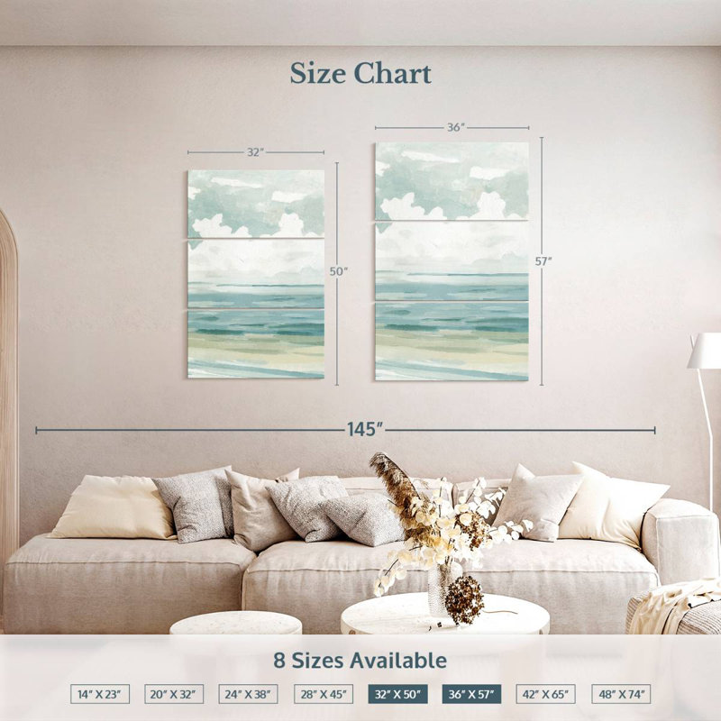Doux pastel marin paysage II, H 50 po x l 32 po