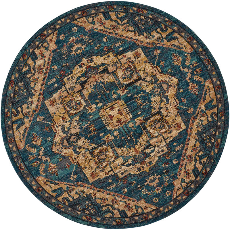 Floral Indoor Rug, Round 5'