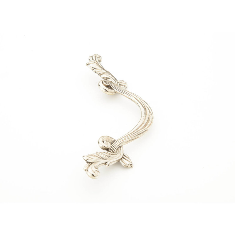 French Court Drop Handle, White Brass