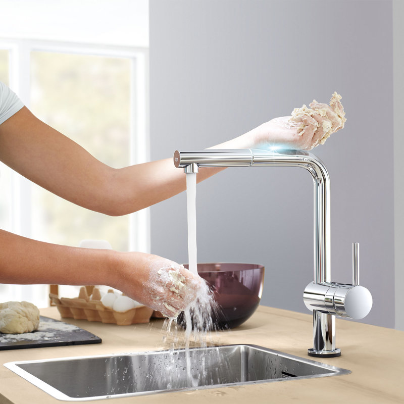 Robinet de cuisine à poignée simple Minta®, Chrome ciel étoilé