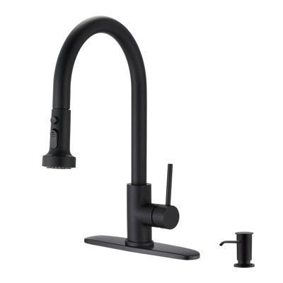 Pull Down Kitchen Faucet With Soap Dispenser, Stainless Steel, Matte Black Finish | Gift Idea