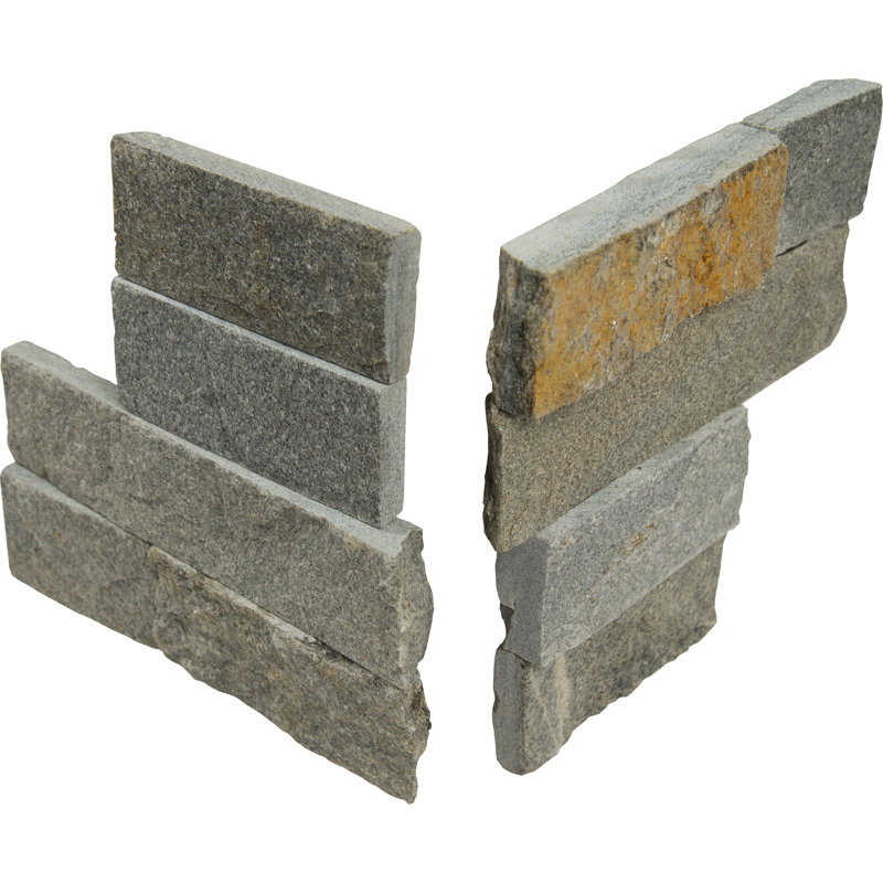 Carrelage de coin en quartzite à face divisée 6 po x 6 po Marana Stone, Pierre Marana