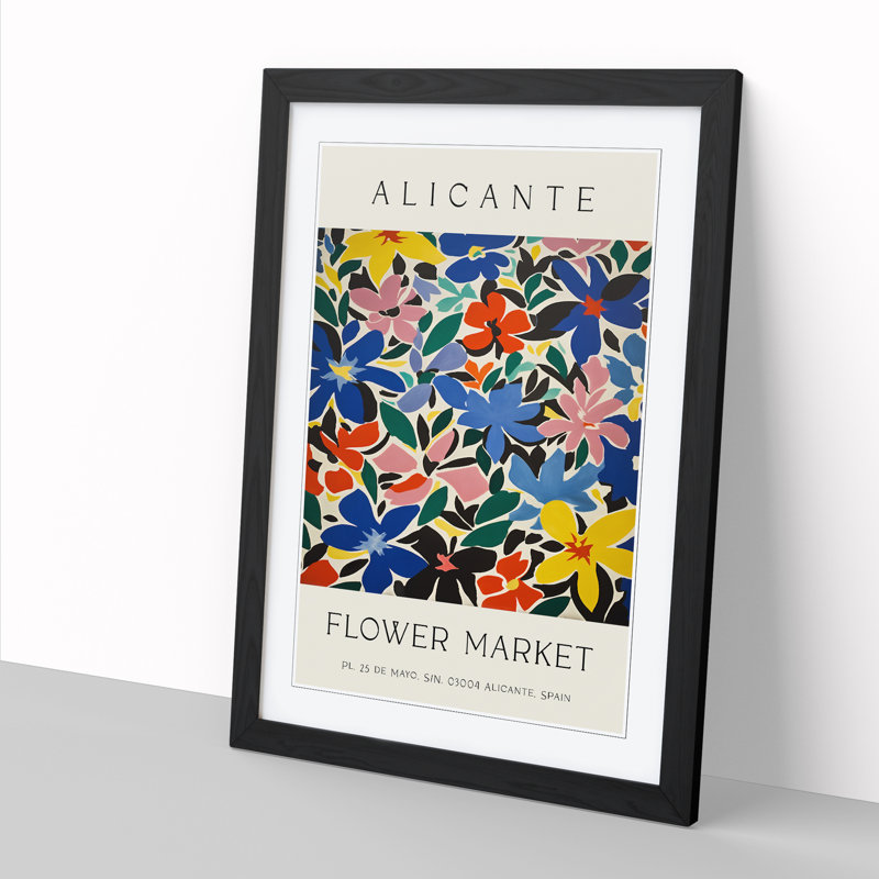 Alicante Flower Market Exhibition No.1 - Single Picture Frame Print on Wood, 64cm H x 46cm W x 2cm D