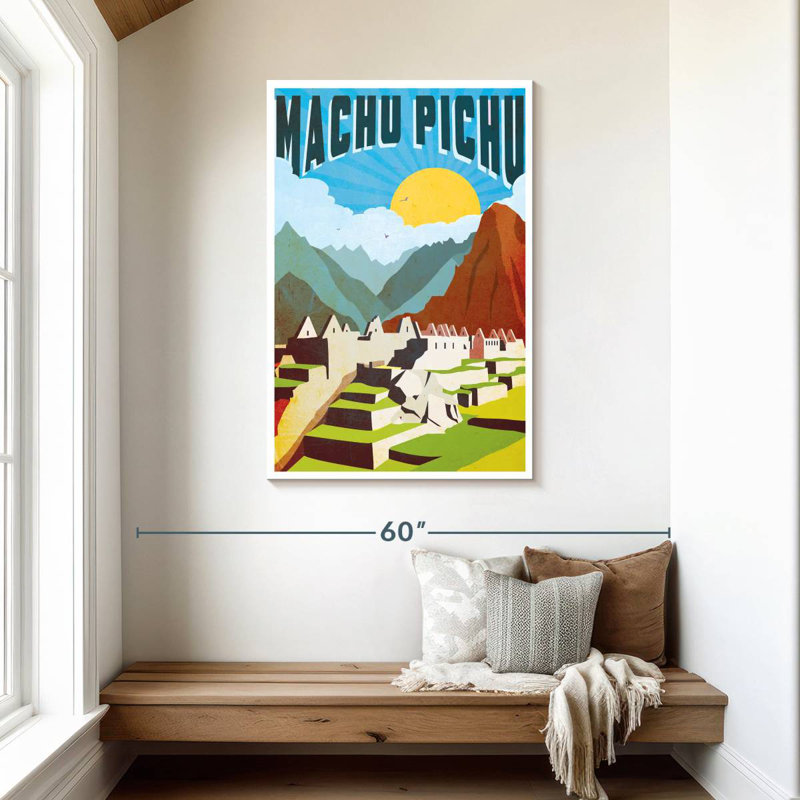 Affiche rétro du Machu Picchu, H 45 po x l 30 po