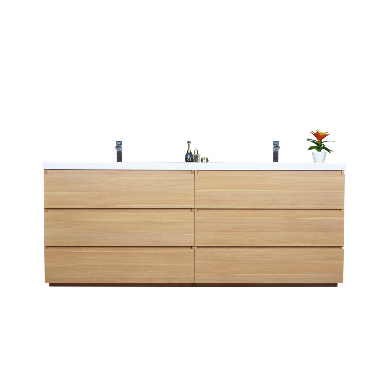 Ensemble de meuble-lavabo double 84 po Bobijo, Chêne Coburg