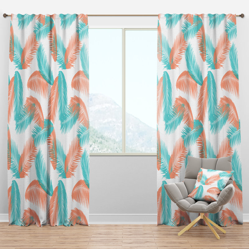 Panneau de rideau simple semi-diaphane avec passe-tringle Mid-Century Tropical Foliage, l 52 po x L 120 po