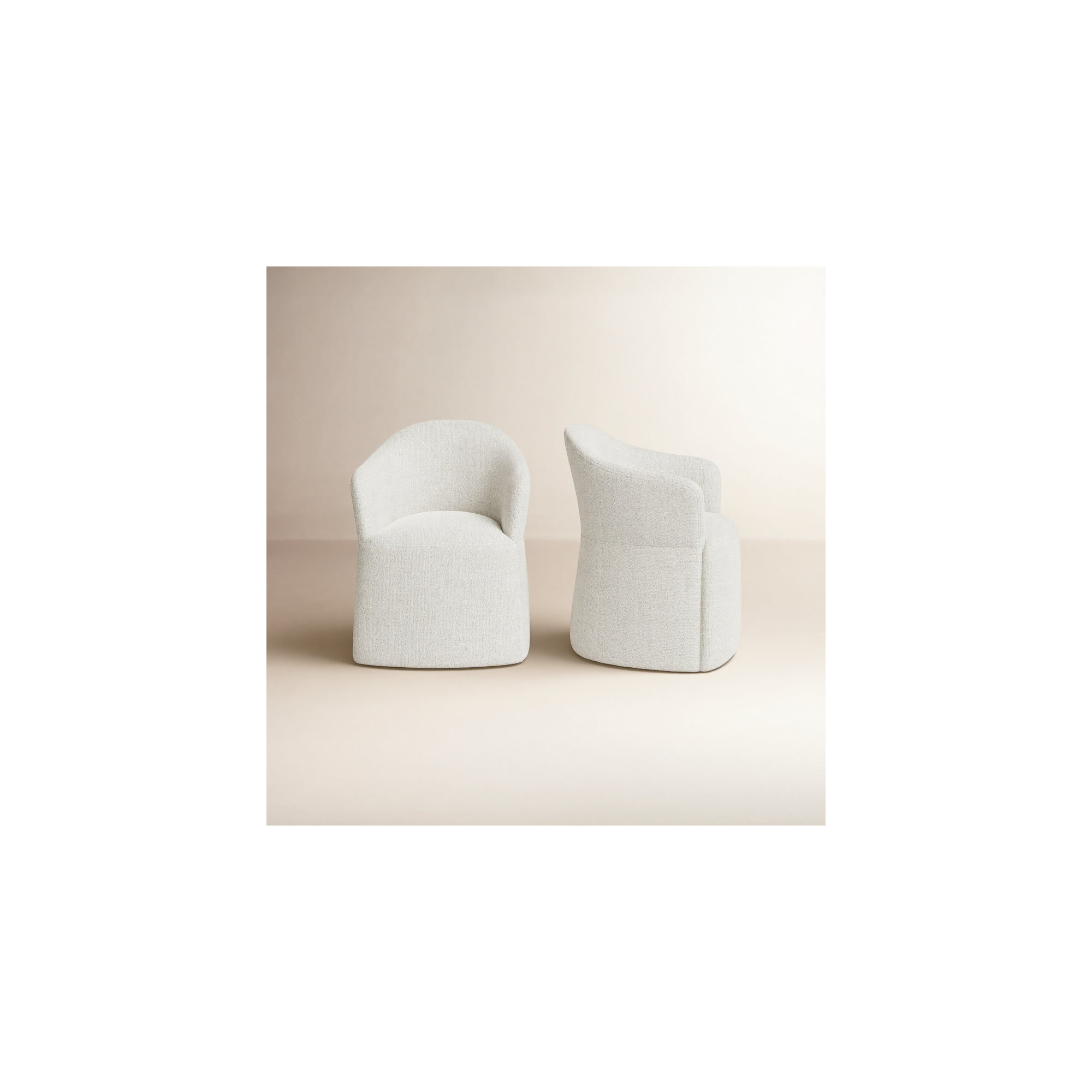 Janina Upholstered Back Arm Chair With Caster (set Of 2), Merino Pearl