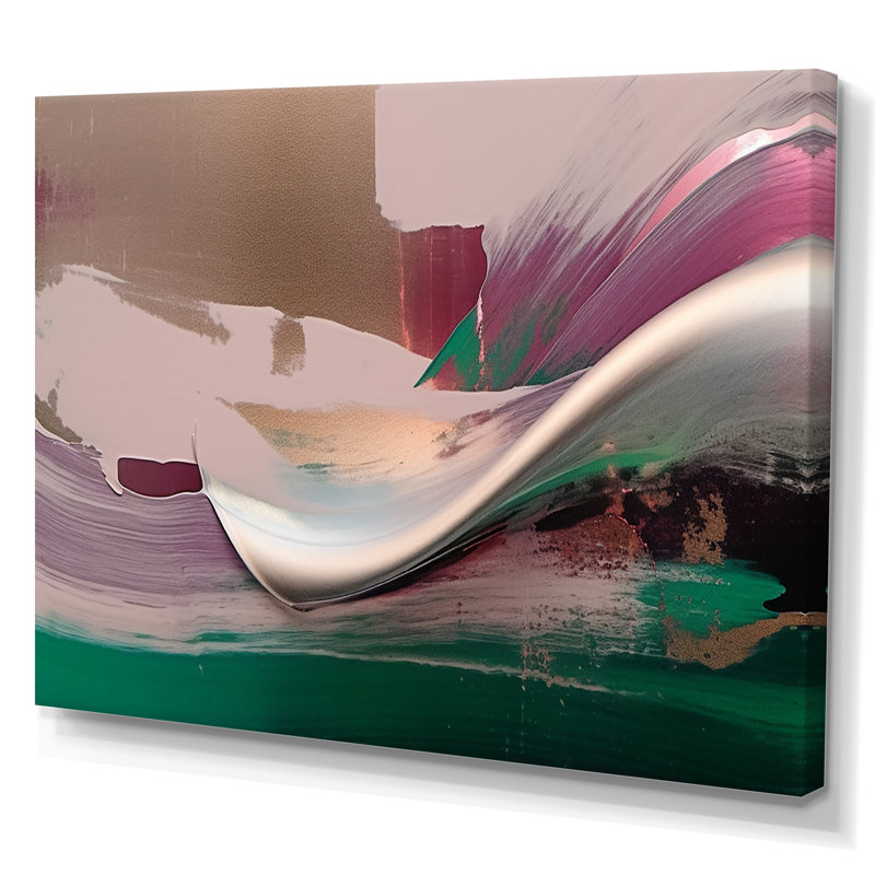 «Minimal Happiness Abstract Painted Wave I», art mural abstrait sur toile, H 16 po x l 32 po x P 1 po, Toile tendue