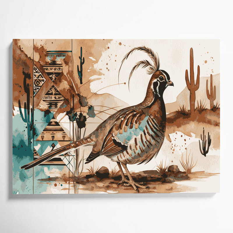 Art mural sur toile 43 "Southwestern Animals Quail", H 16 po x l 20 po