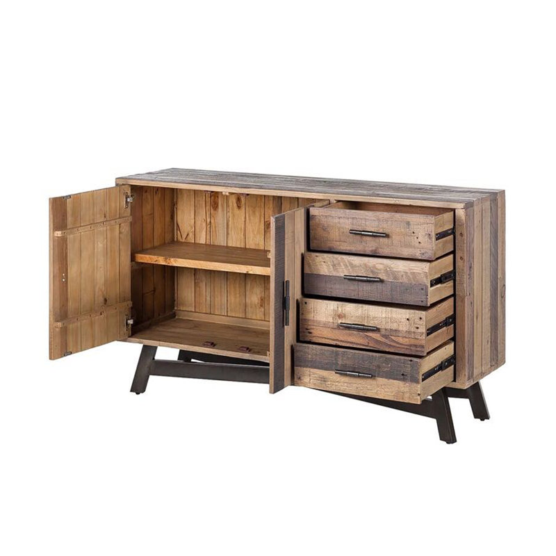 Modern Pine Wood Accent Cabinet Sideboard, 33.46" H x 47.24" W x 17.72" D