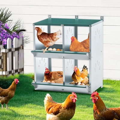 Boîtes à œufs de poule à fixation murale à 4 compartiments, matériau métallique, 25,58 pouces de hauteur, assemblage facile avec instructions incluses