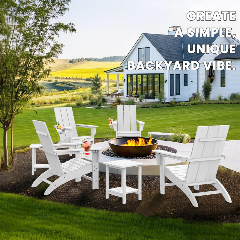 Adirondack Chair with Cup Holder, White