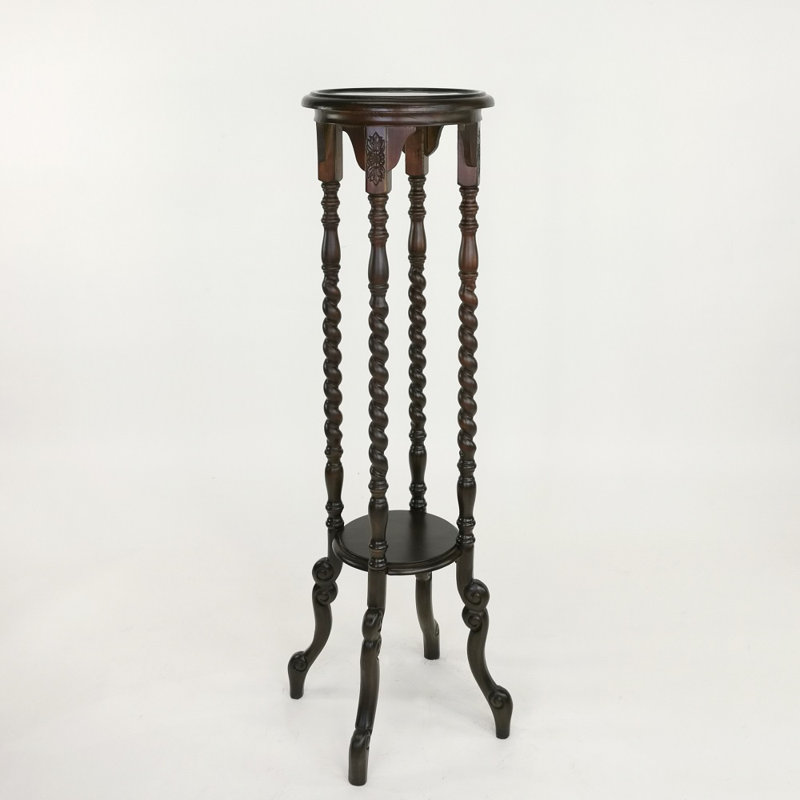 Round Hand-Carved Solid Wood Pedestal