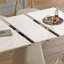 Table pliante rétractable à dalle de roche - Base carrée en acier inoxydable revêtue de cuir