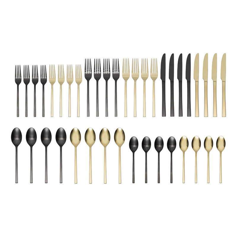 Oneida Allay Mixed 40-Piece Everyday, Service for 8 Flatware Set, Black