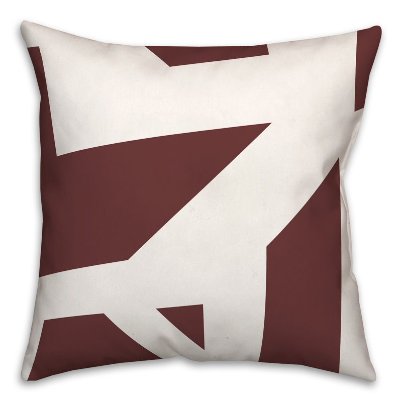 Geometric Outdoor Reversible Throw Pillow, 18" H x 18" W, Maroon