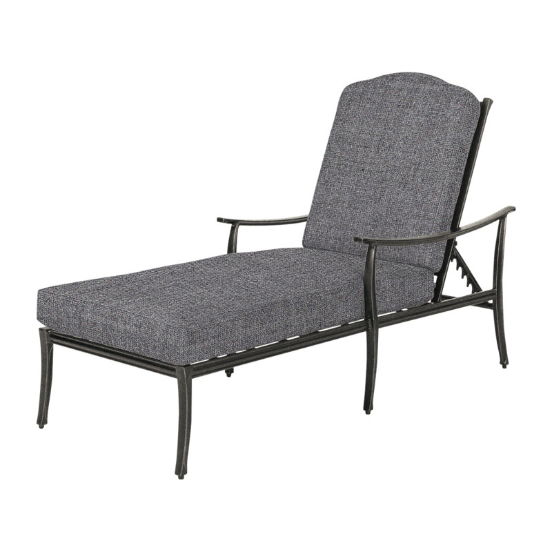 Edge Outdoor Chaise Lounge, Cast Slate Sunbrella® Plainweave, Midnight Gold