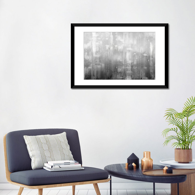 «Textural In Grey» par Justin Turner, impression sur toile tendue, H 24 po x l 32 po x P 1 po, Papier d'art encadré noir