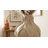 Modern Sculptural Ceramic Table Vase with Textured Form for Home Decor - Artistic Tall Flower Vase Accent for Living Room or Console Styling - Ivory & Tan-2121766037