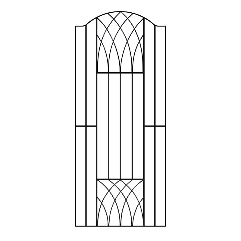 Guero Modern Bow Top Tall Metal Garden Gate 180cm High, 88cm W X 180cm H