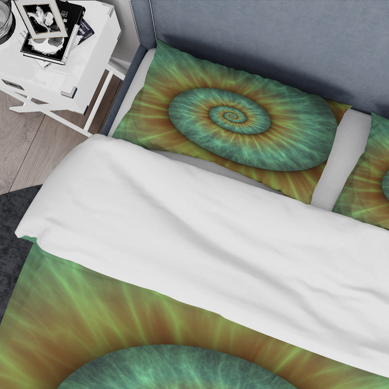 Ensemble de housse de couette Spiral Bright Fractal Geometric VI - Microfibre polyester